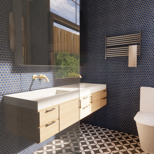 The Navy Statement Bathroom | Product and Material FF&E e-Design Pack