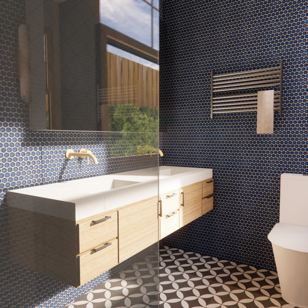 The Navy Statement Bathroom | Product and Material FF&E e-Design Pack