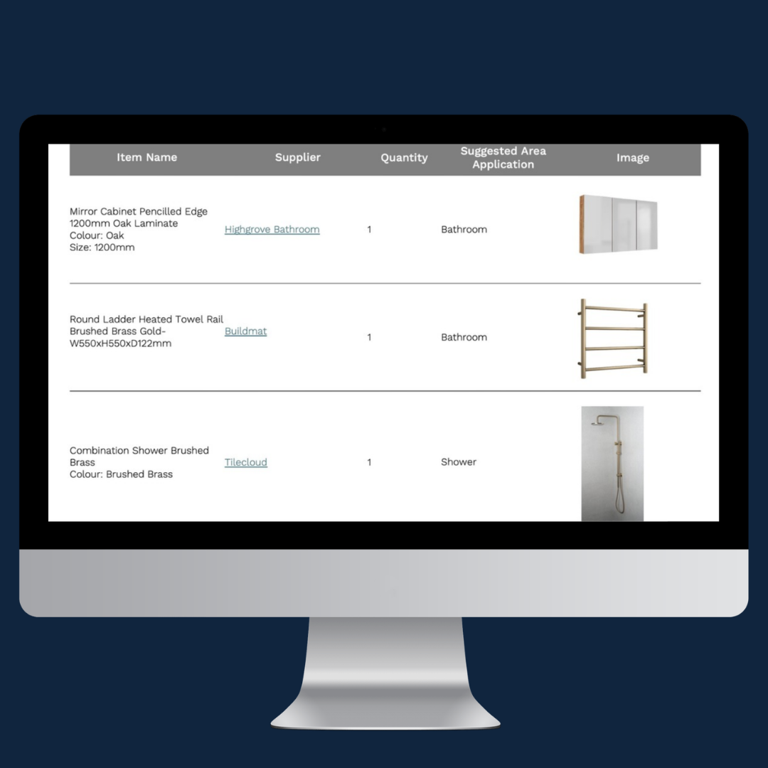 The Navy Statement Bathroom | Product and Material FF&E e-Design Pack