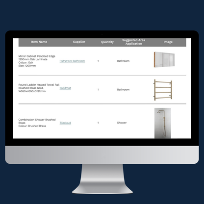 The Navy Statement Bathroom | Product and Material FF&E e-Design Pack