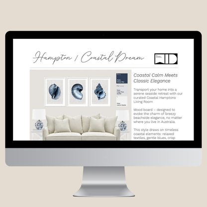 The Hamptons Coastal Living Room | Your Free e-Design Pack