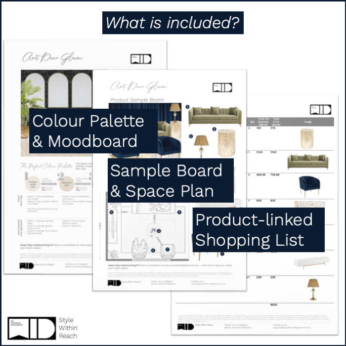 Art Deco Glam Design Pack - My Interior Designers | Online Interior Design Australia