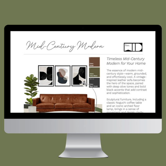 Mid - Century Modern Living Room e - Design Pack - My Interior Designers | Online Interior Design Australia