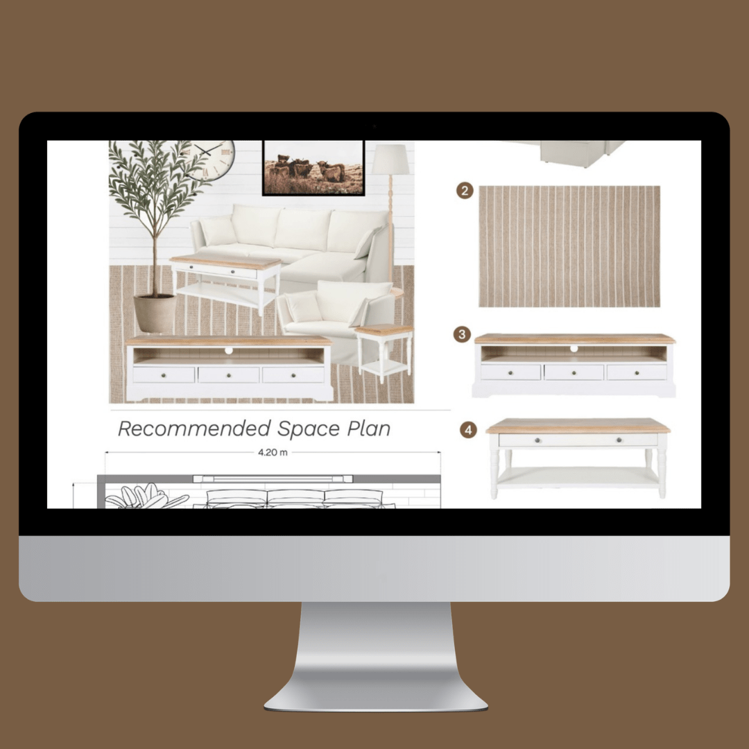 Modern Farmhouse Living Room e - Design Pack - My Interior Designers | Online Interior Design Australia