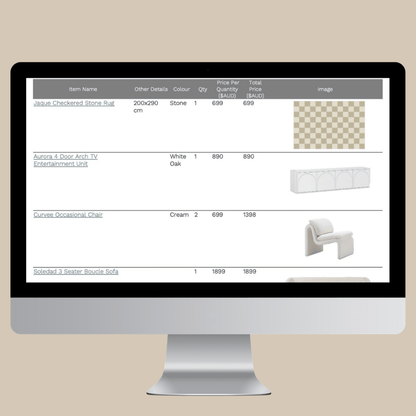 Modern Living Room e - Design Pack - My Interior Designers | Online Interior Design Australia