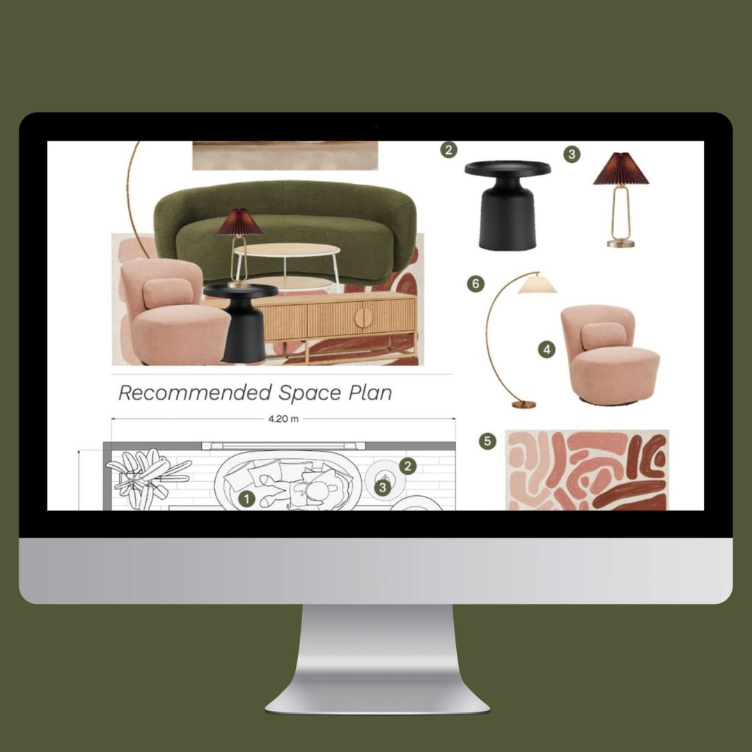 Playful Contemporary Living Room e - Design Pack - My Interior Designers | Online Interior Design Australia