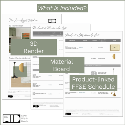 The Eucalypt Kitchen | Product and Material Design Pack - My Interior Designers | Online Interior Design Australia