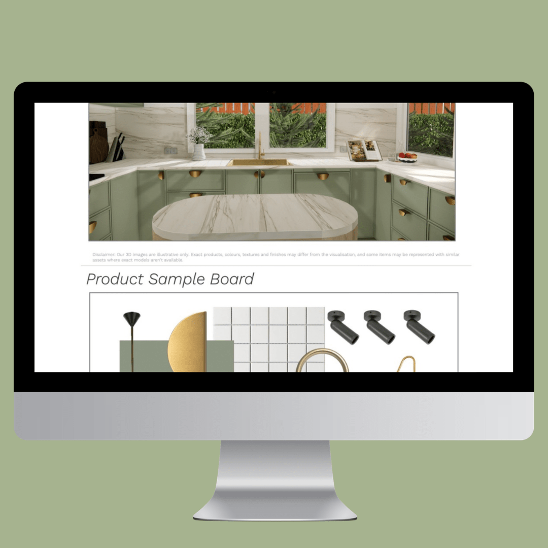 The Eucalypt Kitchen | Product and Material FF&E e - Design Pack - My Interior Designers | Online Interior Design Australia