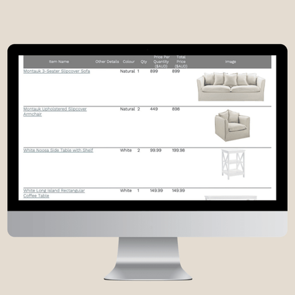 The Hamptons Coastal Living Room | Your Free e - Design Pack - My Interior Designers | Online Interior Design Australia